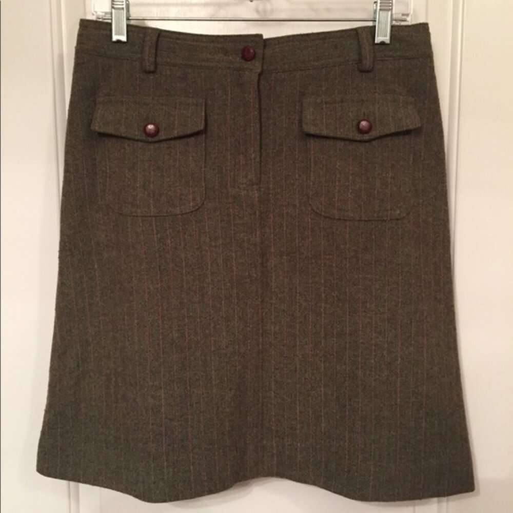 LILLY PULITZER SKIRT GREEN TWEED PINK PINSTRIPE Size 6